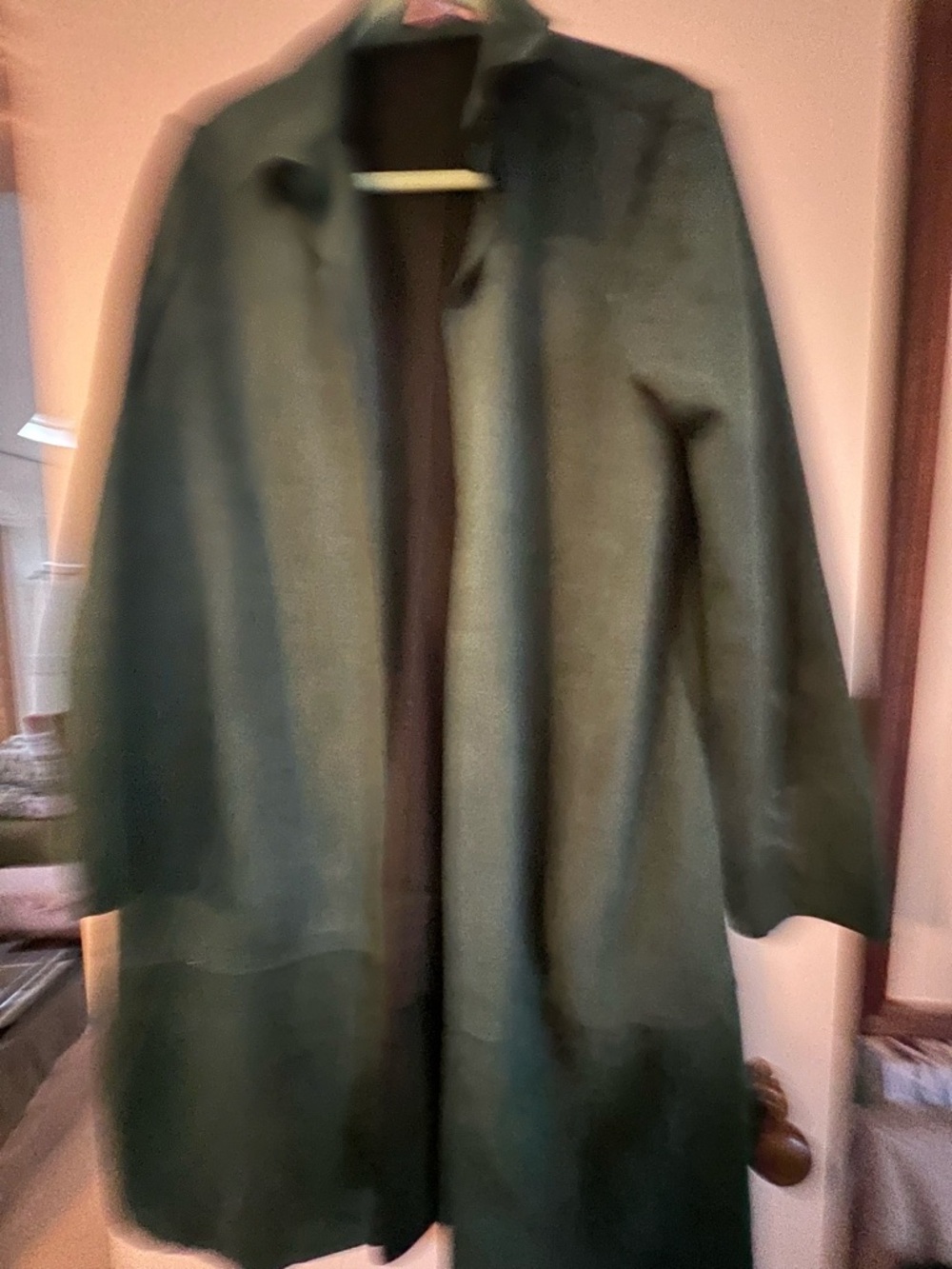 Women’s suede Dark Green 3/4  - Classic Long Coat